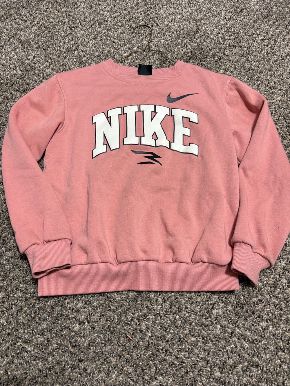 Nike Girl's Rose Pink Crew Sweatshirt with bottoms and Bold Logo